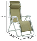 Sedia Sdraio Zero Gravity Reclinabile Pieghevole in Acciaio e Textilene Ariel Bianca e Tortora-5