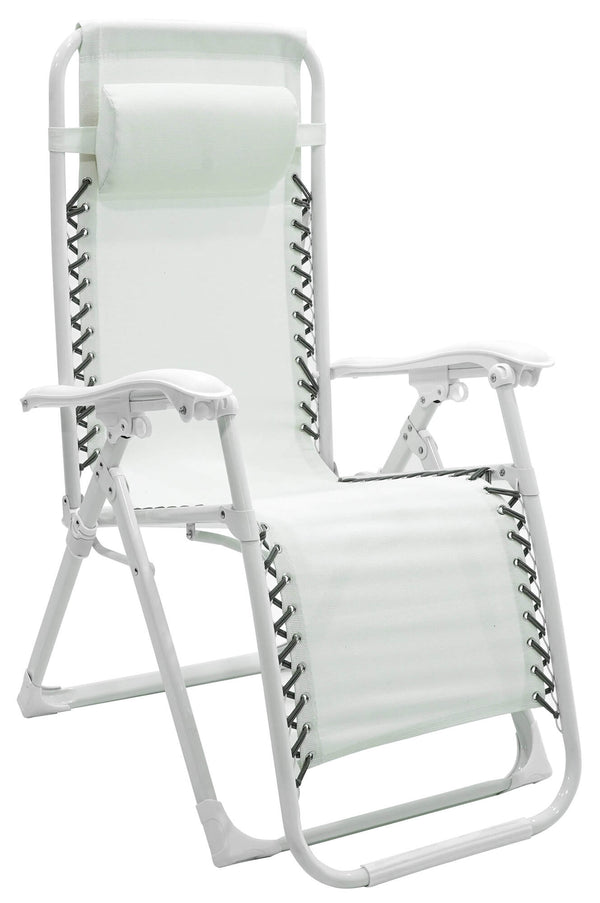 Chaise longue pliante inclinable Zero Gravity en acier et textilène Ariel White sconto