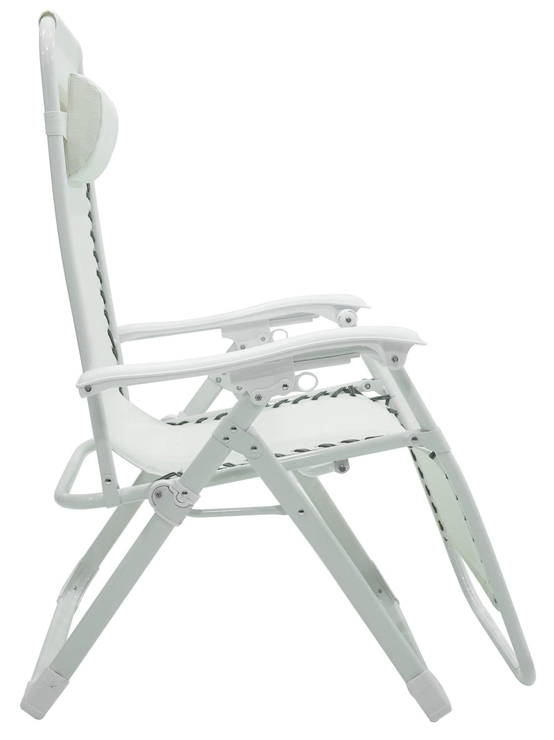 Sedia Sdraio Zero Gravity Reclinabile Pieghevole in Acciaio e Textilene Ariel Bianca-2