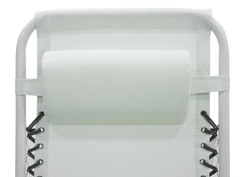 Sedia Sdraio Zero Gravity Reclinabile Pieghevole in Acciaio e Textilene Ariel Bianca-3