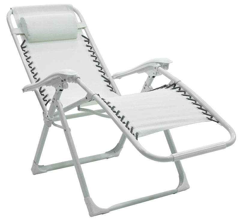 Sedia Sdraio Zero Gravity Reclinabile Pieghevole in Acciaio e Textilene Ariel Bianca-9