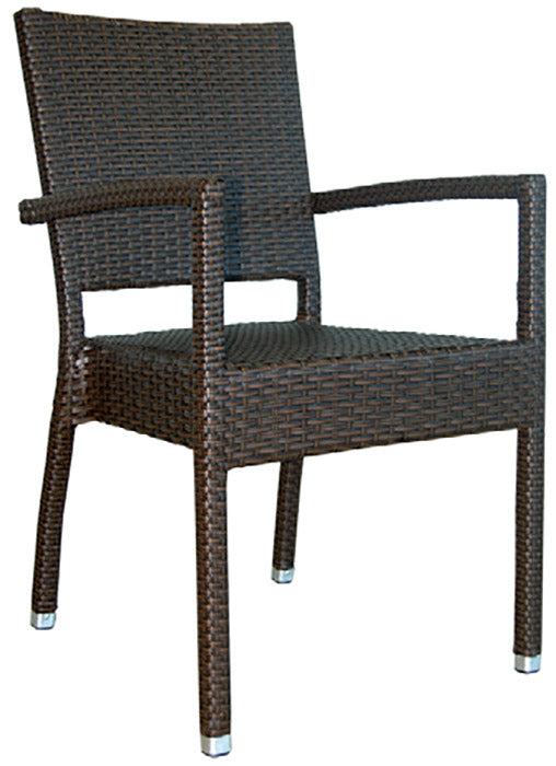 Chaise de jardin en polyrotin marron Malaga avec accoudoirs acquista
