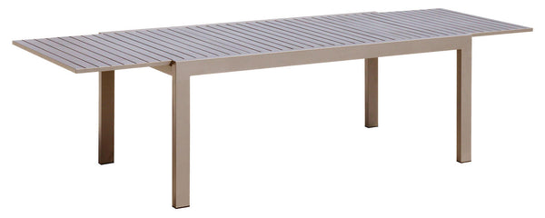 sconto Table de jardin extensible 100x180/240x75 cm en aluminium gris tourterelle
