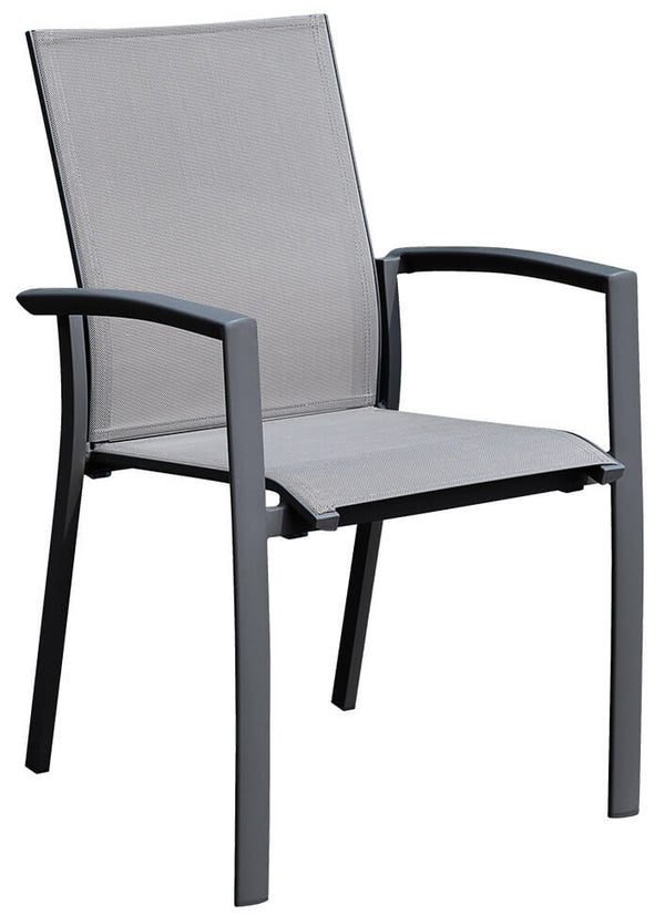 Chaise de jardin avec accoudoirs en aluminium et textilène anthracite et gris clair online