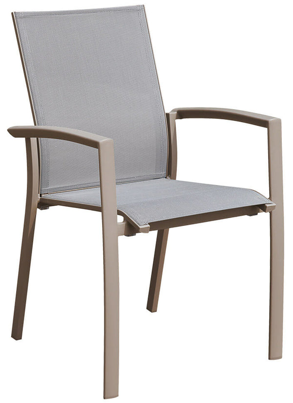Chaise de jardin avec accoudoirs en aluminium et textilène taupe et gris clair sconto