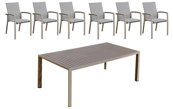 Ensemble table et 6 chaises de jardin en aluminium et textilène Tortora sconto