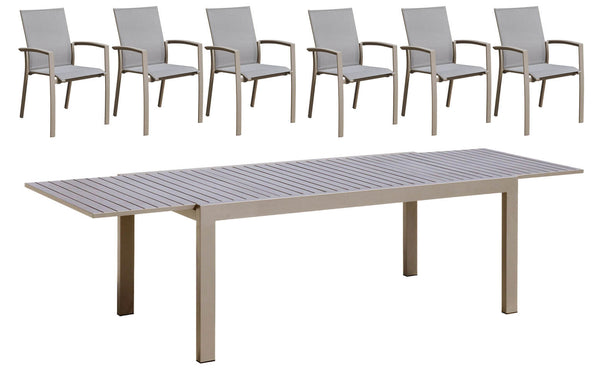 acquista Table extensible et 6 chaises de jardin en aluminium et textilène Tortora