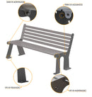 Panchina 3 Posti da Esterno 172x66x81,5 cm in Acciaio Zincato con Schienale Antracite e Marrone-4