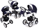 Trio Passeggino Carrozzina e Seggiolino Auto Adamex Aspena 837S Serie Eko Blu e Bianco-1