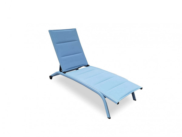 Chaise longue de jardin empilable Itaca 194x71x83 h cm en textilène bleu online