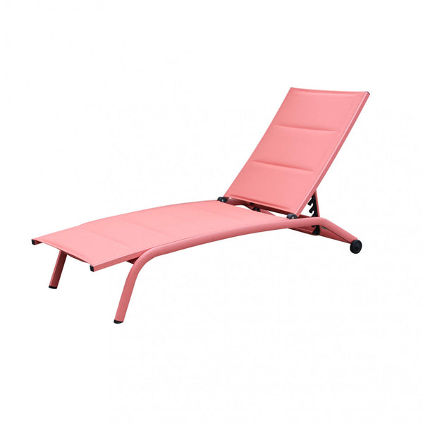 online Chaise longue de jardin empilable Itaca 194x71x83 h cm en textilène rouge