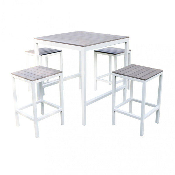 Ensemble table de bar et 4 tabourets Sirio en aluminium blanc online