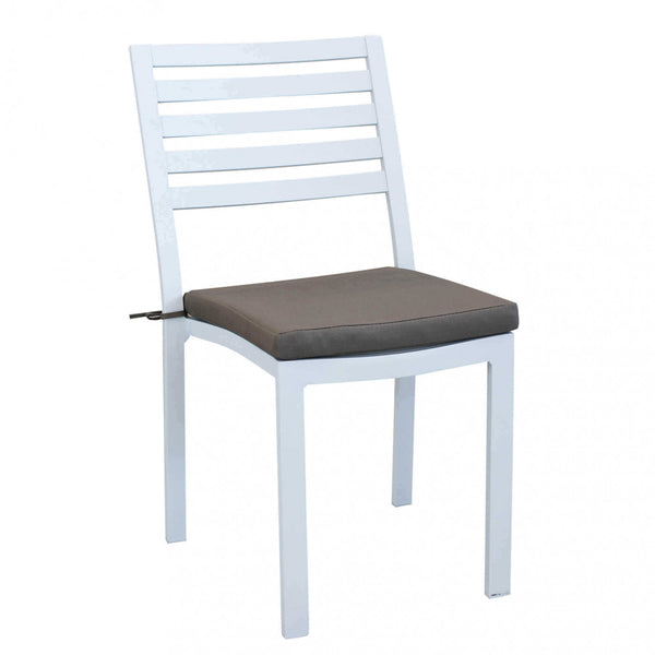 sconto Chaise de jardin Formentera avec coussin 46x62x84 h cm en aluminium blanc