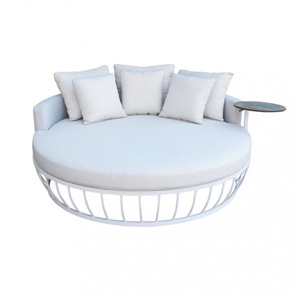 sconto Canapé-lit Salvador avec table basse Ø165x30/60 h cm en aluminium blanc