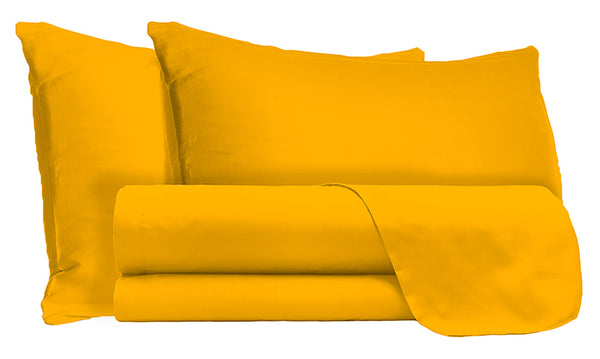 Ensemble de draps doubles dessus et dessous et taies d'oreiller de couleur unie jaune online
