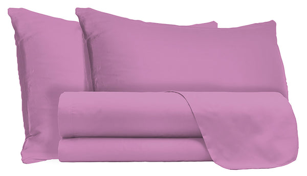 Ensemble de draps doubles dessus et dessous et taies d'oreiller couleur unie lilas online