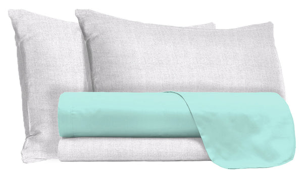 Ensemble de draps et taies d'oreiller en coton vert aqua différentes tailles online
