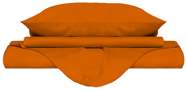 online Housse de couette double avec sac et taies d'oreiller Uni Orange