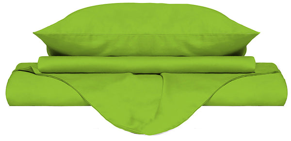 online Housse de couette double avec sac et taies d'oreiller couleur unie vert pomme