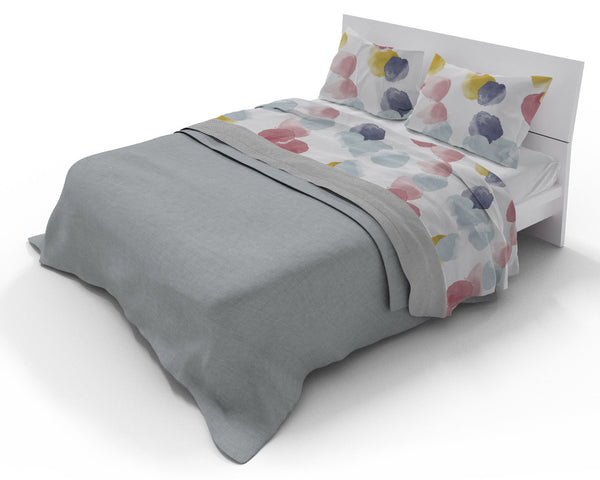 Parure de lit double et taies d'oreiller avec imprimé aquarelle 02 sconto
