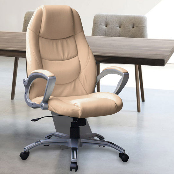 online Chaise de bureau exécutive en similicuir gris tourterelle clair Elegance