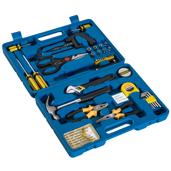 online Boîte à outils avec lot de 44 outils de travail bleus 50x39x5 cm