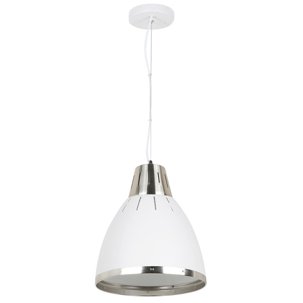 Lampe à Suspension Moderne en Métal Chromé Blanc 30x35 cm acquista