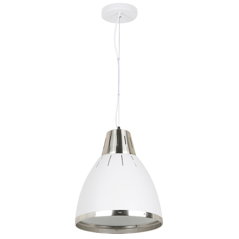 Lampada Moderna a Sospensione in Metallo Cromato Bianco 30x35 cm -1