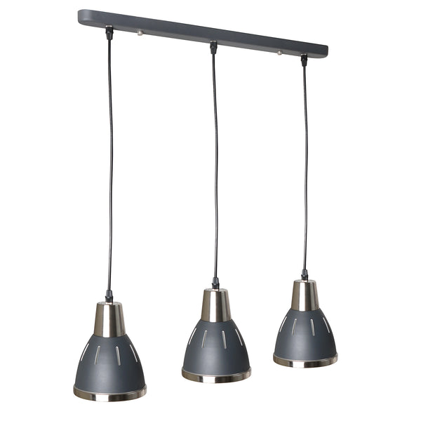sconto Lampe à Suspension Design Moderne 3 Lumières en Métal Noir Ø13x16x55 cm