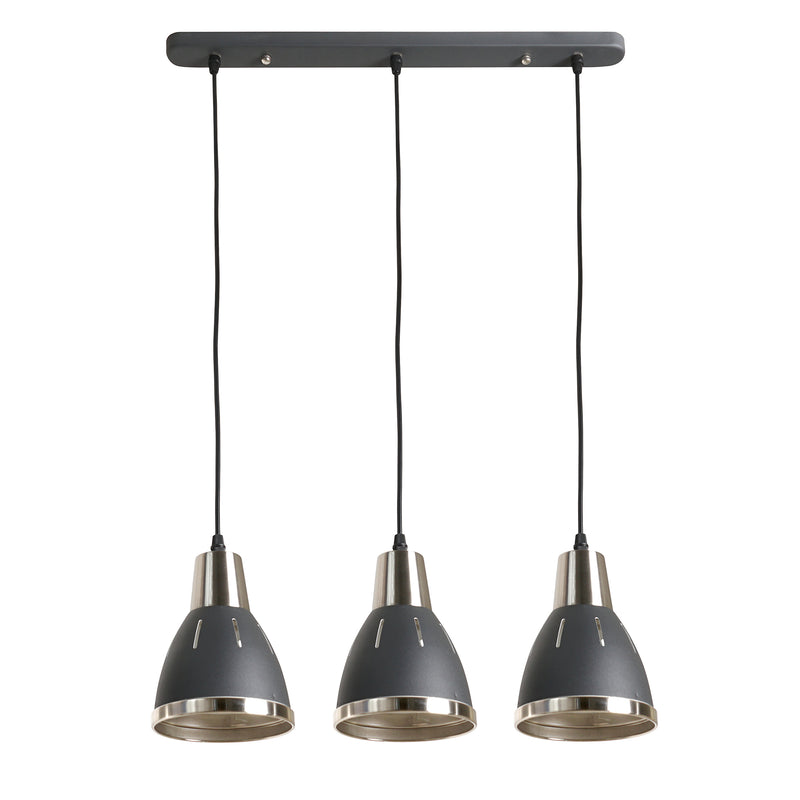 Lampada Moderna di Design a Sospensione 3 Luci in Metallo Nero Ø13x16x55 cm -4
