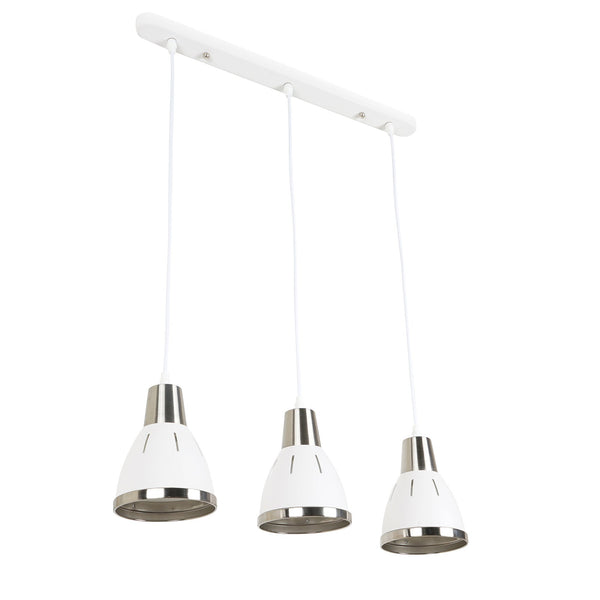 acquista Lampe à Suspension Design Moderne 3 Lumières en Métal Blanc Ø13x16x55 cm