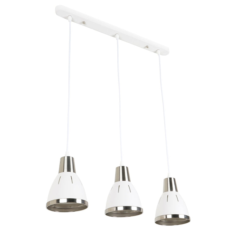 Lampada Moderna di Design a Sospensione 3 Luci in Metallo Bianco Ø13x16x55 cm -1
