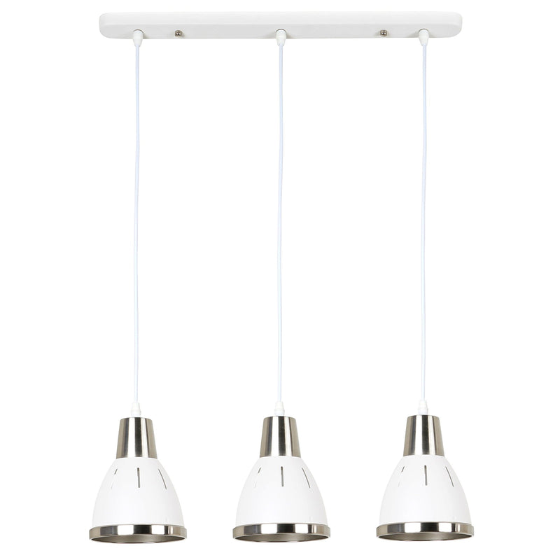 Lampada Moderna di Design a Sospensione 3 Luci in Metallo Bianco Ø13x16x55 cm -4
