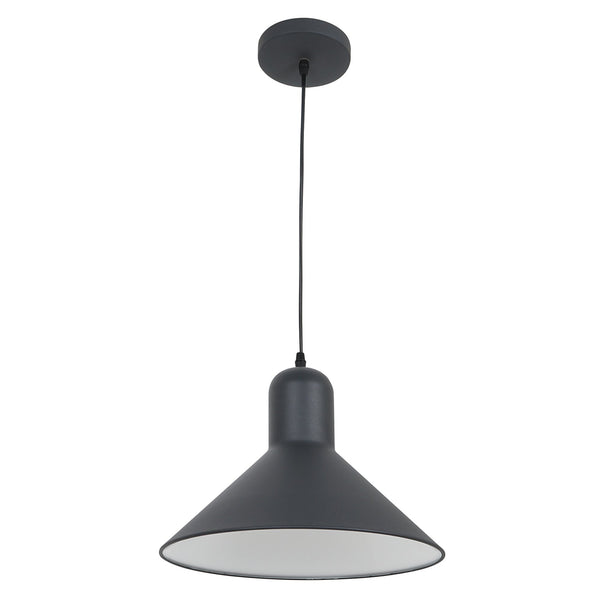 sconto Lampe à Suspension Design Corps Métal Noir Externe Blanc Interne Ø34,5x28 cm