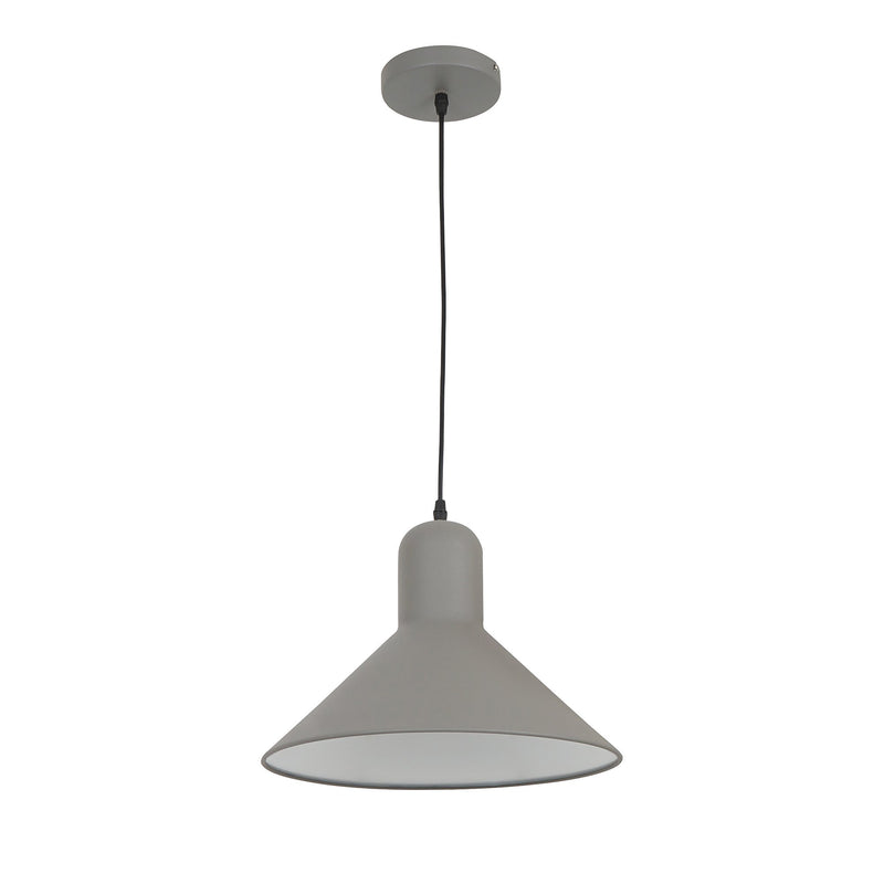 Lampada Design a Sospensione Corpo in Metallo Grigio Esterno Bianco Interno Ø34,5x28 cm -1