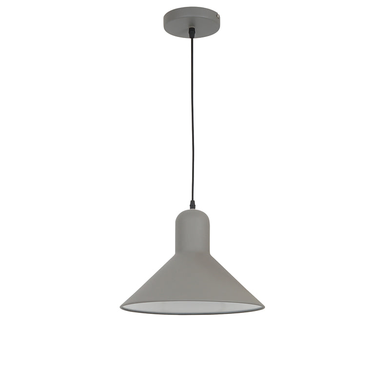 Lampada Design a Sospensione Corpo in Metallo Grigio Esterno Bianco Interno Ø34,5x28 cm -4