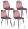 Lot de 4 chaises d'intérieur 88x43x53 cm en tissu rose