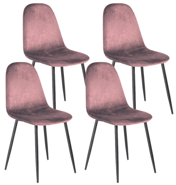 acquista Lot de 4 chaises d'intérieur 88x43x53 cm en tissu rose