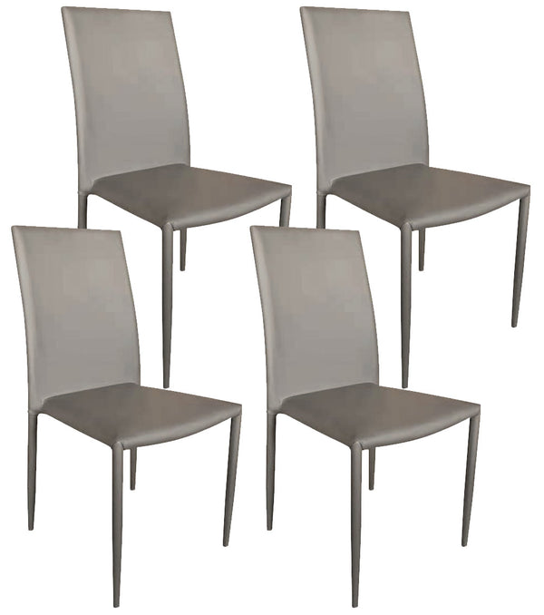 online Lot de 4 chaises d'intérieur 90x42x47 cm en simili cuir gris tourterelle