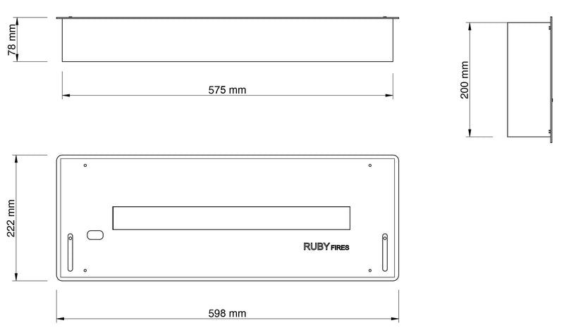 Bruciatore a Bioetanolo per Camini 2L 59,8x22,2 cm Ruby Fires Ceramic Burner 5820LB Acciaio-3