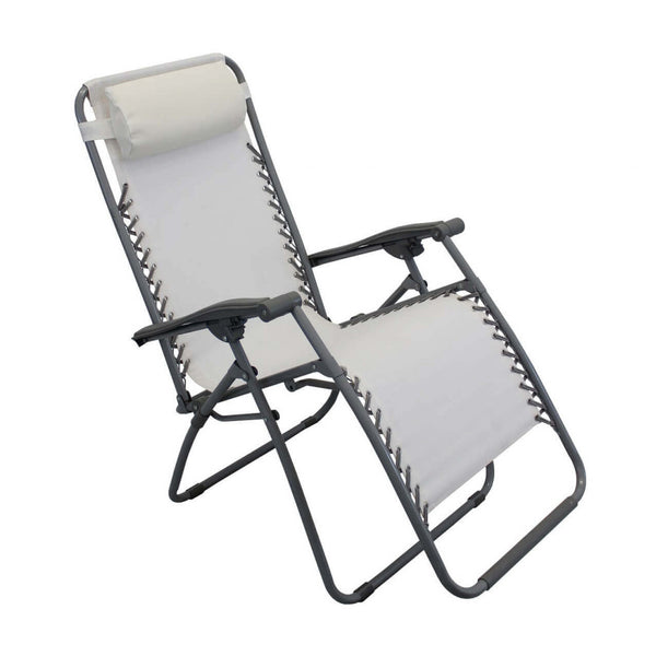 online Chaise longue pliante inclinable Zero Gravity 88x65x110 h cm en textilène beige