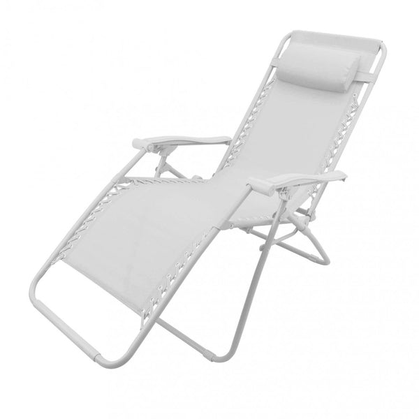 acquista Chaise longue pliante inclinable Zero Gravity 88x65x110 h cm en textilène blanc