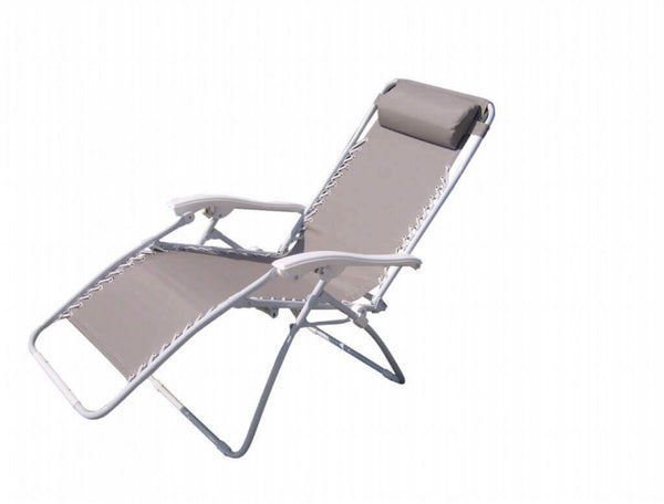 Chaise longue pliante inclinable Zero Gravity 88x65x110 h cm en acier et textilène gris clair sconto
