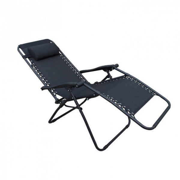 Chaise longue pliante inclinable Zero Gravity 88x65x110 h cm en acier et textilène noir prezzo