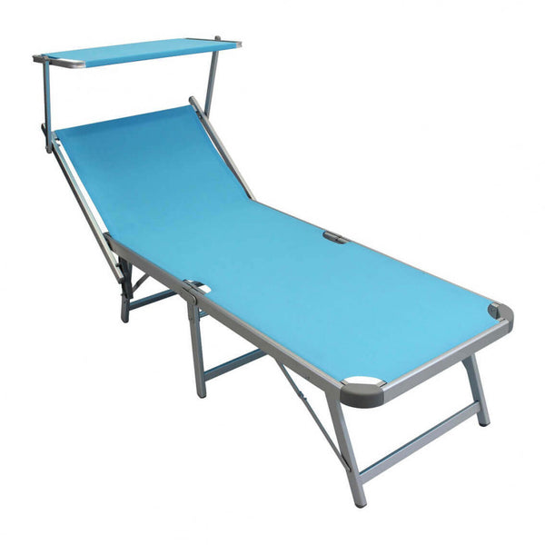 Chaise longue de jardin pliante Capri 180,5x71,5x40 h cm en textilène bleu clair online