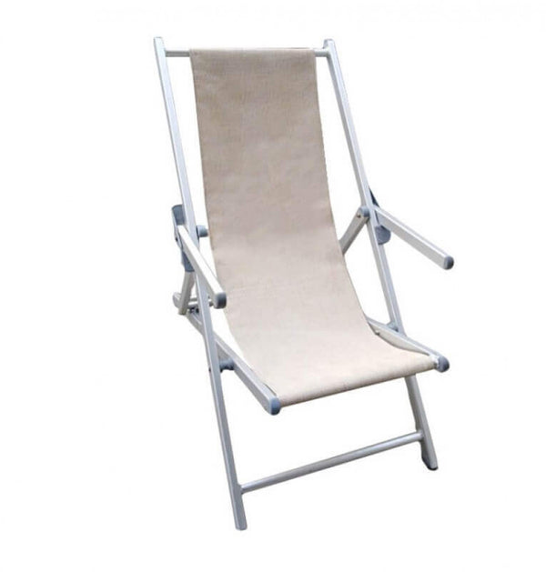 Chaise de plage en textilène avec accoudoirs 98x67,5x106 h cm en textilène Tortora sconto