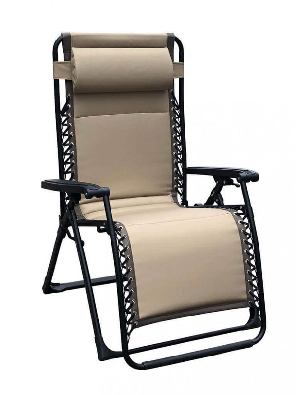 acquista Chaise longue pliante inclinable Zero Gravity 165x79x117 h cm en métal et Oxford marron