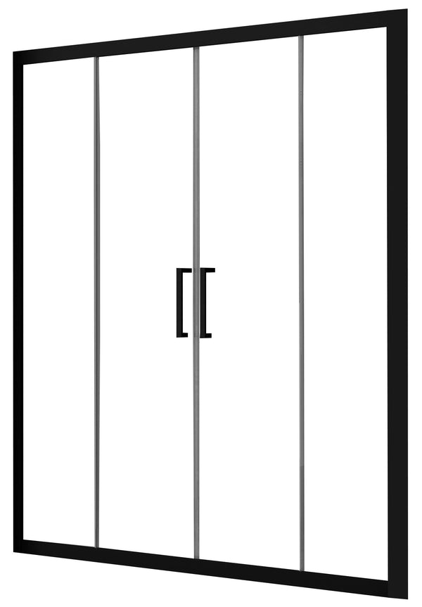 sconto Porte de Douche 2 Portes Coulissantes en Cristal Transparent 6mm H190 Dorini Linux Noir Mat Différentes Tailles