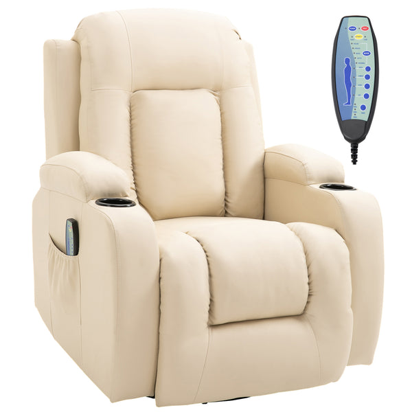 Fauteuil de massage Relax 8 points 85x94x104 cm inclinable avec télécommande en simili cuir beige sconto