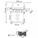Barbecue a Gas GPL Davis 4 Fuochi + 1 con Fornello Laterale 128,5x55,5x112 h cm in Acciaio Grigio-7